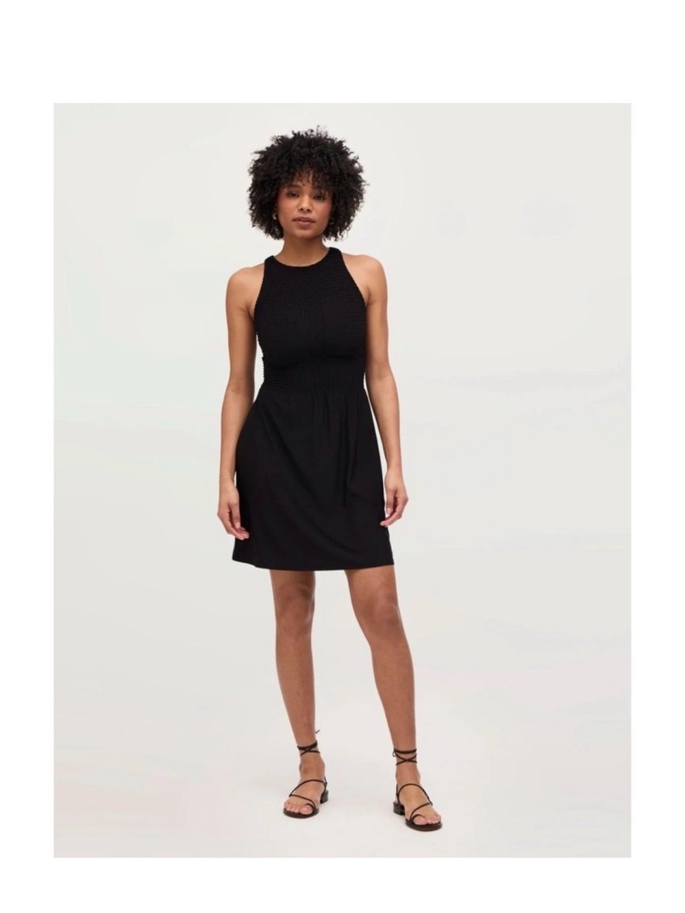 Textured Halter Mini Dress in Black